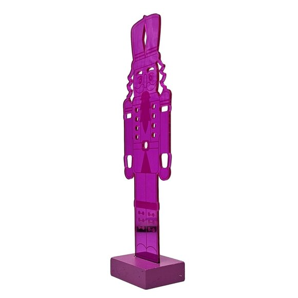 Violet Acrylic Christmas Nutcracker with Cut Outs to Shine Light Though - Picture 3 of 4